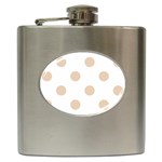 Polka Dots - Pastel Brown on White Hip Flask (6 oz)