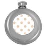 Polka Dots - Pastel Brown on White Hip Flask (5 oz)