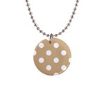 Polka Dots - White on Tan Brown 1  Button Necklace