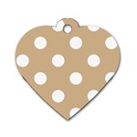Polka Dots - White on Tan Brown Dog Tag Heart (One Side)