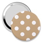 Polka Dots - White on Tan Brown 3  Handbag Mirror