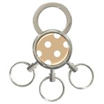 Polka Dots - White on Tan Brown 3-Ring Key Chain
