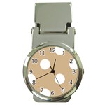 Polka Dots - White on Tan Brown Money Clip Watch