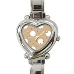 Polka Dots - White on Tan Brown Heart Italian Charm Watch