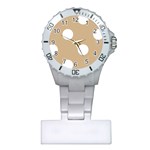 Polka Dots - White on Tan Brown Nurses Watch
