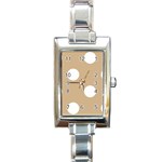 Polka Dots - White on Tan Brown Rectangle Italian Charm Watch