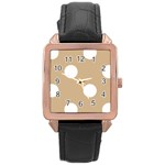 Polka Dots - White on Tan Brown Rose Gold Leather Watch
