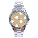 Polka Dots - White on Tan Brown Stainless Steel Analogue Watch