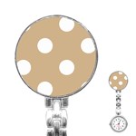 Polka Dots - White on Tan Brown Stainless Steel Nurses Watch