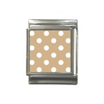 Polka Dots - White on Tan Brown Italian Charm (13mm)