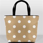 Polka Dots - White on Tan Brown Bucket Bag