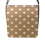 Polka Dots - White on Tan Brown Flap Closure Messenger Bag (L)