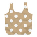 Polka Dots - White on Tan Brown Full Print Recycle Bag (L)