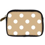 Polka Dots - White on Tan Brown Digital Camera Leather Case