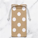 Polka Dots - White on Tan Brown Jewelry Bag