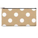 Polka Dots - White on Tan Brown Pencil Case