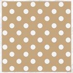 Polka Dots - White on Tan Brown Canvas 12  x 12 