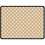 Polka Dots - White on Tan Brown Fleece Blanket (Large) (One Side)