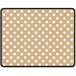 Polka Dots - White on Tan Brown Fleece Blanket (Medium) (One Side)