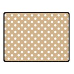 Polka Dots - White on Tan Brown Fleece Blanket (Small) (One Side)