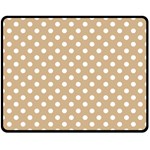 Polka Dots - White on Tan Brown Double Sided Fleece Blanket (Medium) (Two Sides)