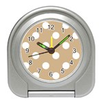 Polka Dots - White on Tan Brown Desk Alarm Clock