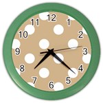Polka Dots - White on Tan Brown Color Wall Clock