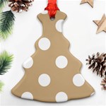 Polka Dots - White on Tan Brown Christmas Tree Ornament (Two Sides)