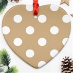 Polka Dots - White on Tan Brown Ornament (Heart)