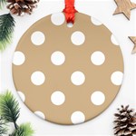 Polka Dots - White on Tan Brown Ornament (Round)