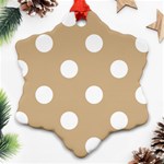 Polka Dots - White on Tan Brown Ornament (Snowflake)