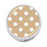 Polka Dots - White on Tan Brown 4-Port USB Hub (Two Sides)