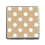Polka Dots - White on Tan Brown Memory Card Reader (Square)
