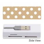 Polka Dots - White on Tan Brown Memory Card Reader (Stick)