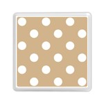 Polka Dots - White on Tan Brown Memory Card Reader with Storage (Square)