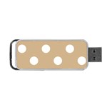 Polka Dots - White on Tan Brown Portable USB Flash (One Side)