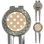 Polka Dots - White on Tan Brown 3-in-1 Golf Divot