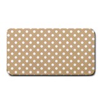 Polka Dots - White on Tan Brown Medium Bar Mat