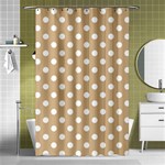 Polka Dots - White on Tan Brown Shower Curtain 48  x 72  (Small)