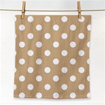 Polka Dots - White on Tan Brown Face Towel