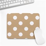Polka Dots - White on Tan Brown Small Mousepad