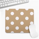 Polka Dots - White on Tan Brown Large Mousepad