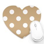 Polka Dots - White on Tan Brown Heart Mousepad