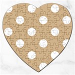 Polka Dots - White on Tan Brown Jigsaw Puzzle (Heart)