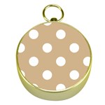 Polka Dots - White on Tan Brown Gold Compass