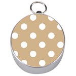 Polka Dots - White on Tan Brown Silver Compass