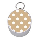 Polka Dots - White on Tan Brown Silver Compass (Mini)