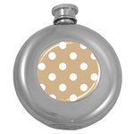 Polka Dots - White on Tan Brown Hip Flask (5 oz)