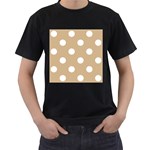 Polka Dots - White on Tan Brown Men s T-Shirt (Black)