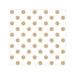 Polka Dots - Tan Brown on White Small Satin Scarf  (Square)